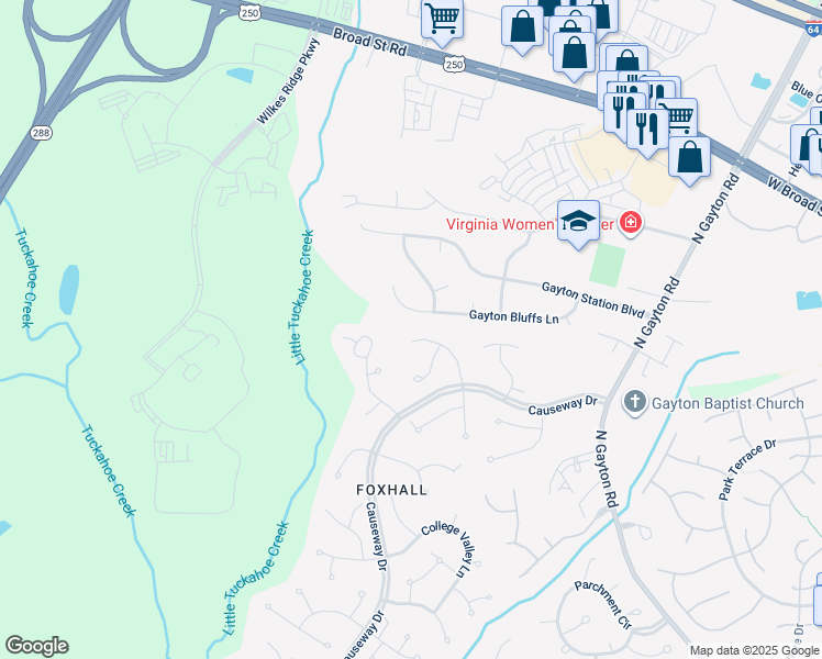 map of restaurants, bars, coffee shops, grocery stores, and more near 13641 Horselydown Lane in Richmond