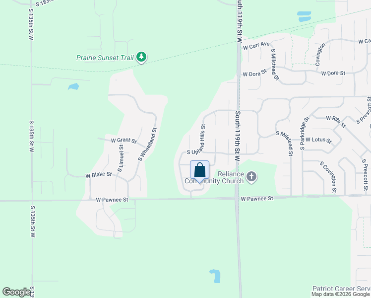 map of restaurants, bars, coffee shops, grocery stores, and more near 2239 South Upland Hills Street in Wichita