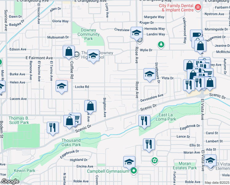 map of restaurants, bars, coffee shops, grocery stores, and more near 1609 Elizabeth Court in Modesto