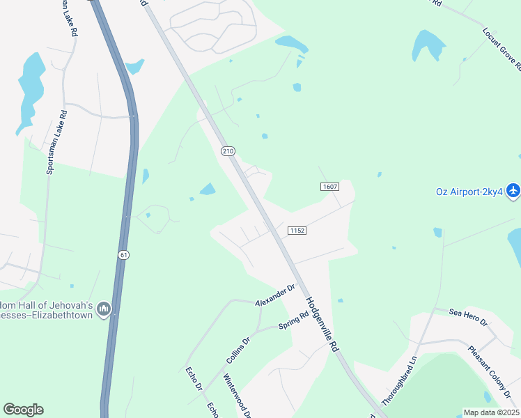 map of restaurants, bars, coffee shops, grocery stores, and more near 1685 Hodgenville Road in Elizabethtown