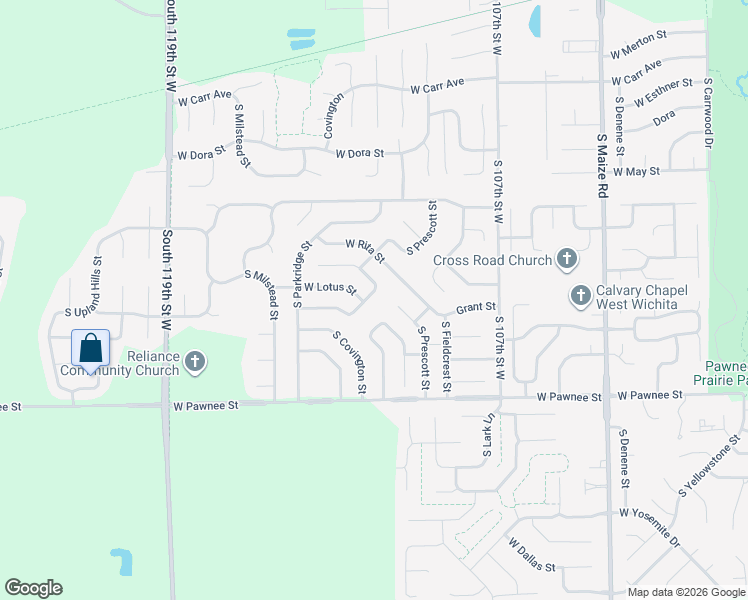 map of restaurants, bars, coffee shops, grocery stores, and more near 2213 South Rutledge Street in Wichita