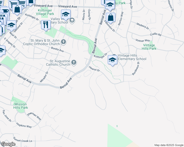 map of restaurants, bars, coffee shops, grocery stores, and more near 4114 Remillard Court in Pleasanton