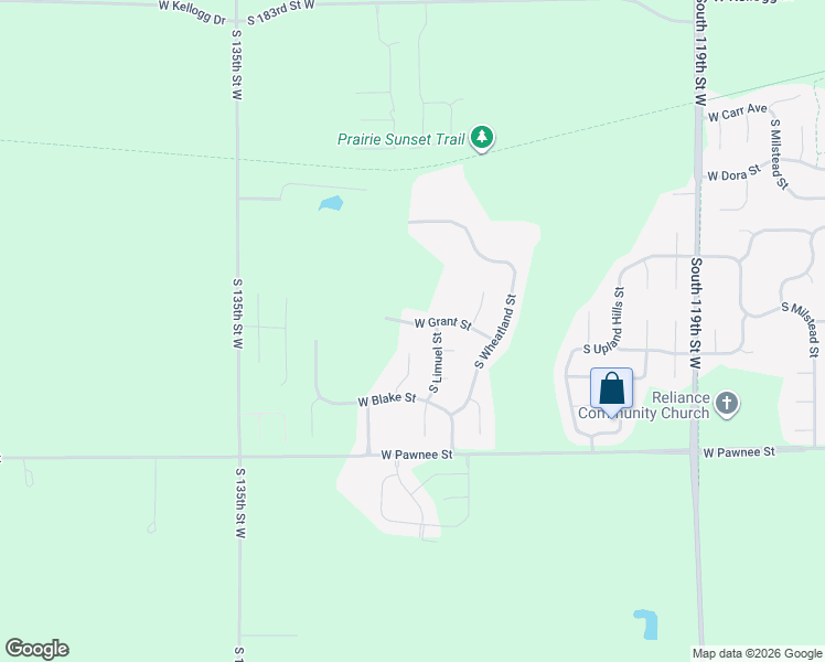 map of restaurants, bars, coffee shops, grocery stores, and more near 13005 Grant Street in Wichita