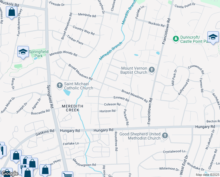 map of restaurants, bars, coffee shops, grocery stores, and more near 9319 Broad Meadows Road in Glen Allen