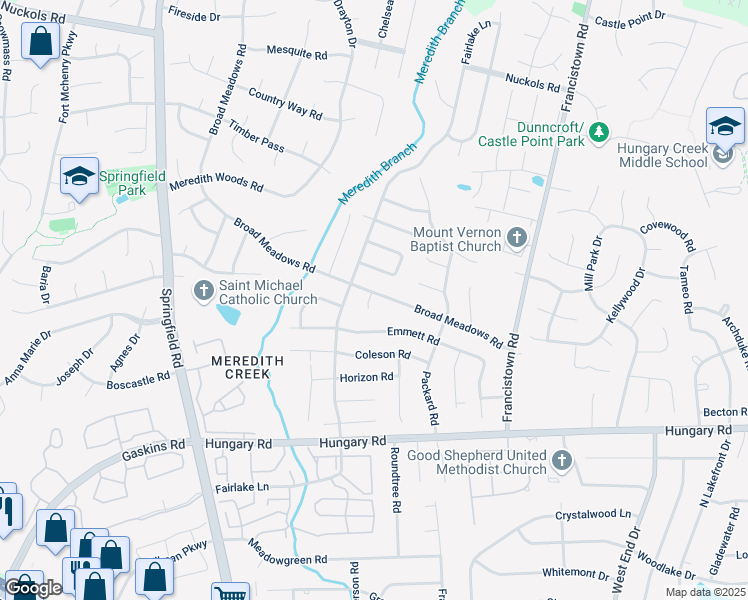 map of restaurants, bars, coffee shops, grocery stores, and more near 9319 Broad Meadows Road in Glen Allen