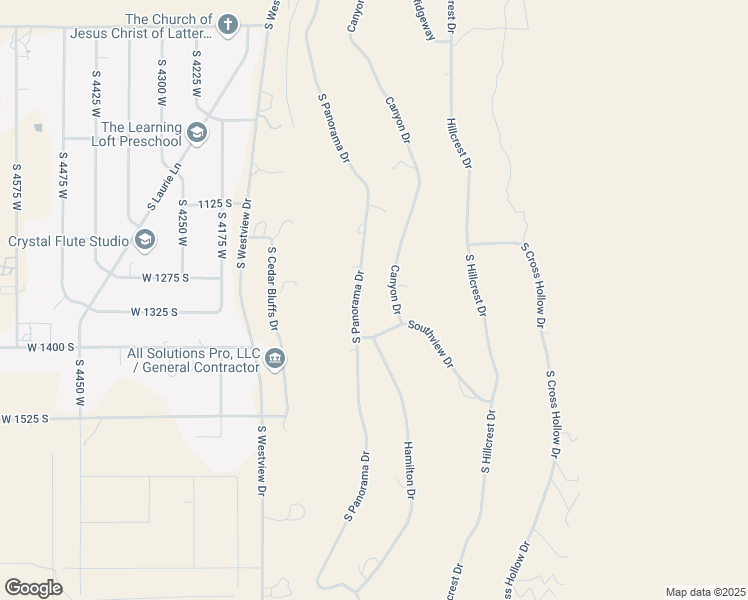 map of restaurants, bars, coffee shops, grocery stores, and more near 1309 South Panorama Drive in Cedar City