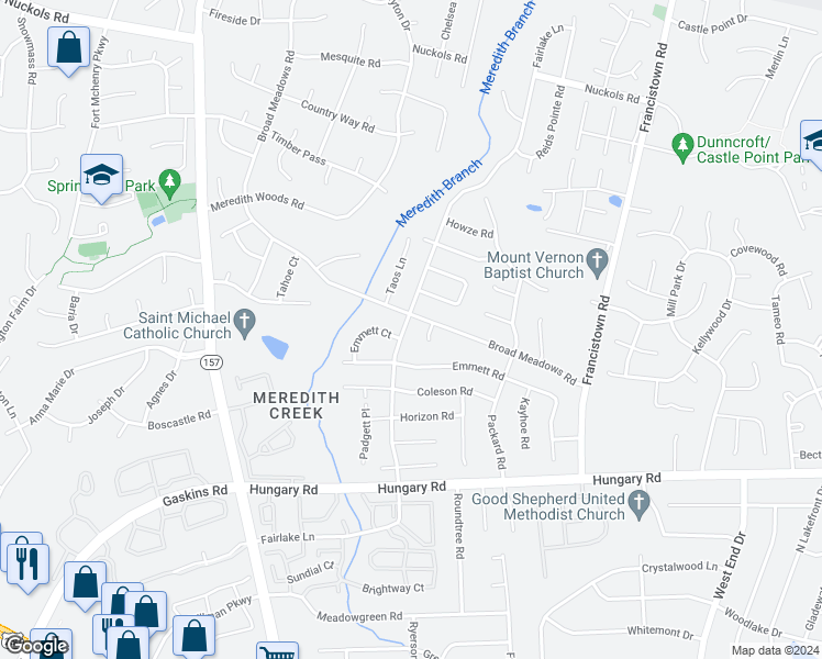 map of restaurants, bars, coffee shops, grocery stores, and more near 4815 Fairlake Lane in Glen Allen