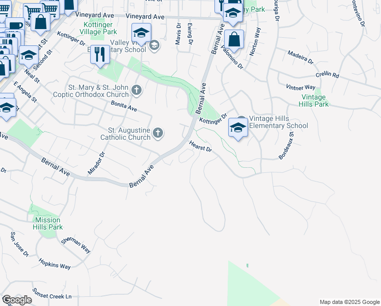 map of restaurants, bars, coffee shops, grocery stores, and more near 4119 Garibaldi Place in Pleasanton