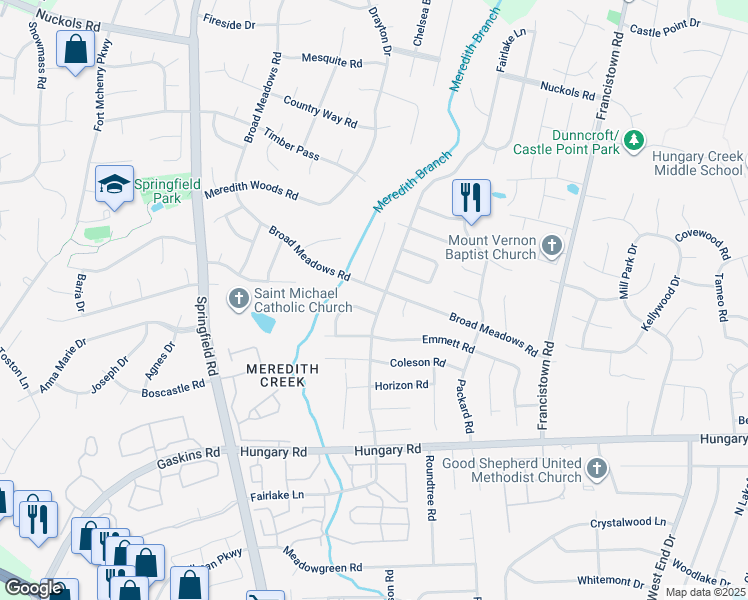 map of restaurants, bars, coffee shops, grocery stores, and more near 4810 Fairlake Lane in Glen Allen