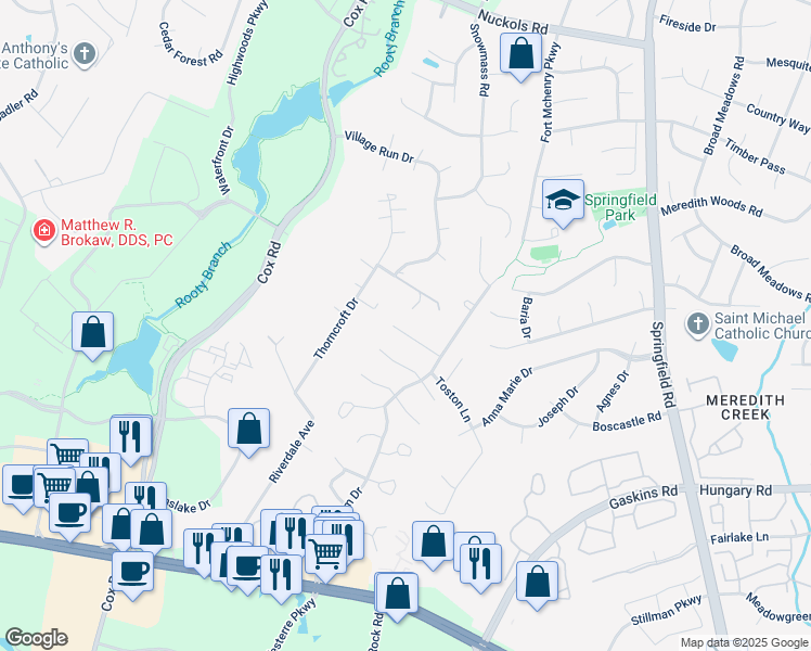 map of restaurants, bars, coffee shops, grocery stores, and more near 10924 Brunson Way in Glen Allen