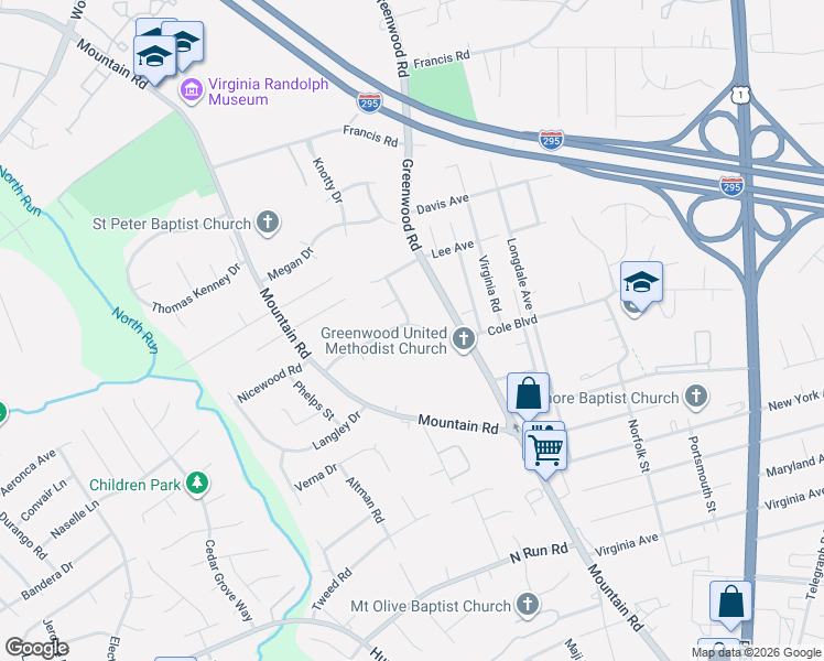 map of restaurants, bars, coffee shops, grocery stores, and more near 1926 Brilland Court in Glen Allen