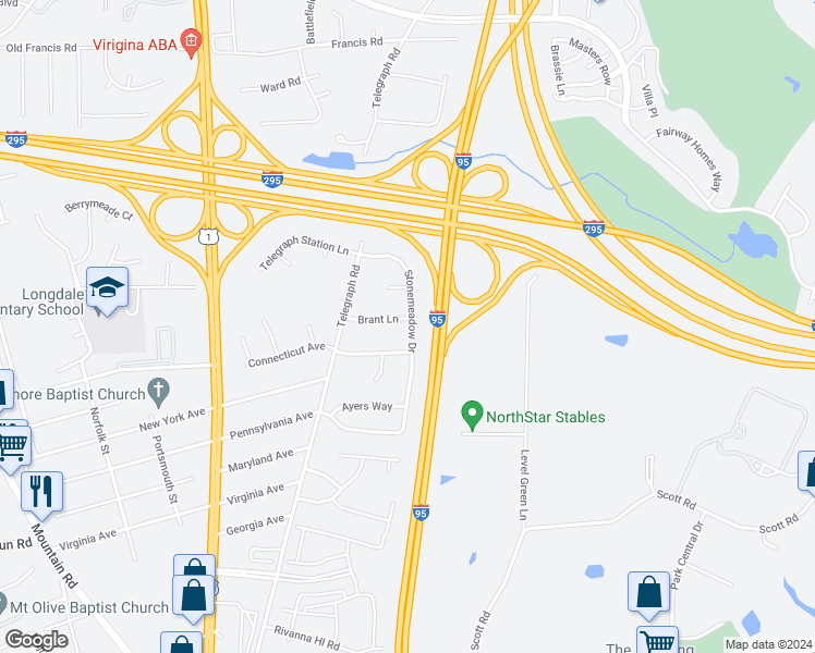 map of restaurants, bars, coffee shops, grocery stores, and more near 9501 Brant Lane in Glen Allen