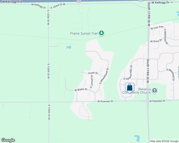 map of restaurants, bars, coffee shops, grocery stores, and more near 12906 Grant Street in Wichita