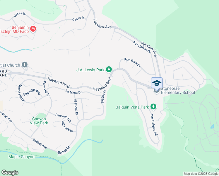 map of restaurants, bars, coffee shops, grocery stores, and more near 28609 Hayward Boulevard in Hayward