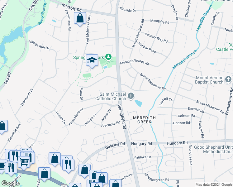 map of restaurants, bars, coffee shops, grocery stores, and more near 10601 Argonne Drive in Glen Allen