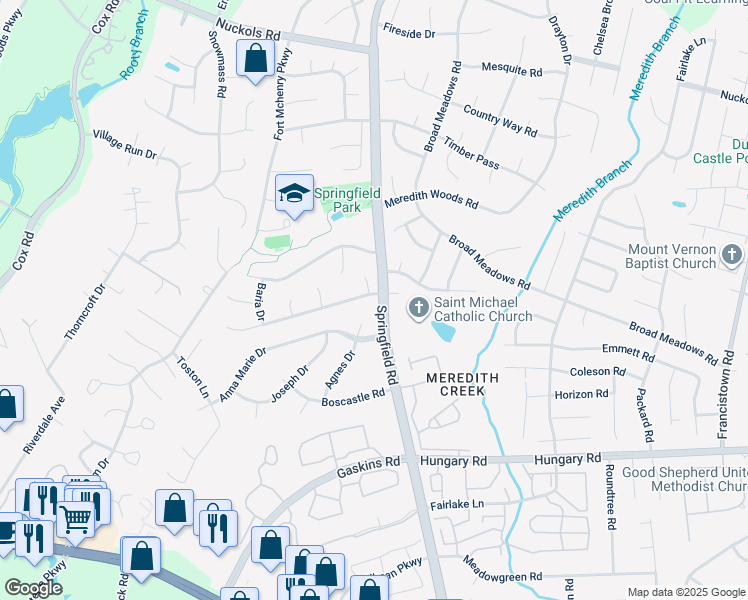 map of restaurants, bars, coffee shops, grocery stores, and more near 10601 Argonne Drive in Glen Allen