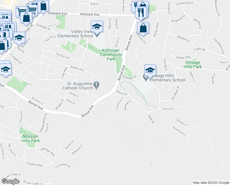 map of restaurants, bars, coffee shops, grocery stores, and more near 4119 Garibaldi Place in Pleasanton