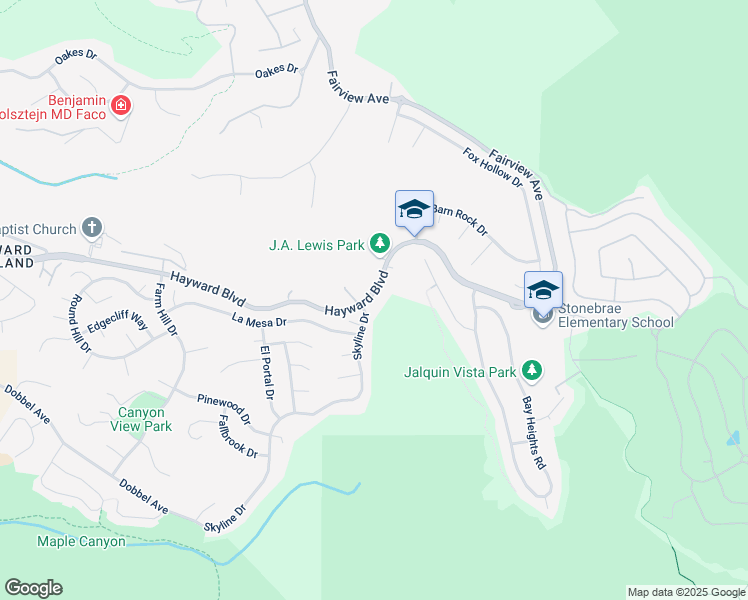 map of restaurants, bars, coffee shops, grocery stores, and more near 28609 Hayward Boulevard in Hayward