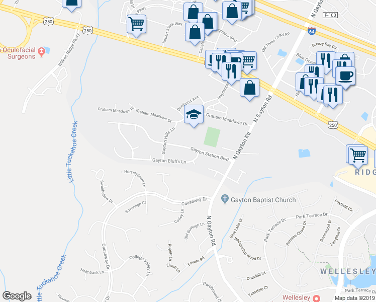 map of restaurants, bars, coffee shops, grocery stores, and more near 12309 Gayton Station Boulevard in Richmond