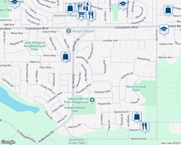 map of restaurants, bars, coffee shops, grocery stores, and more near 2289 Hampton Road in Livermore