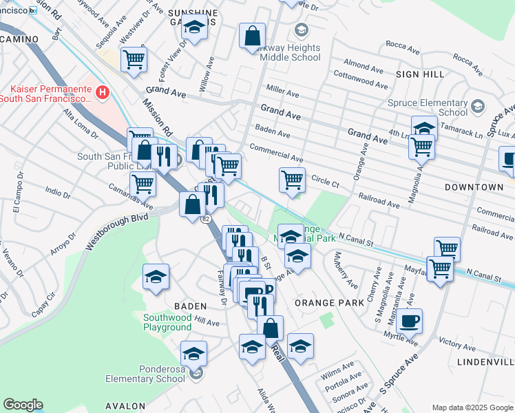 map of restaurants, bars, coffee shops, grocery stores, and more near 812 Antoinette Lane in South San Francisco