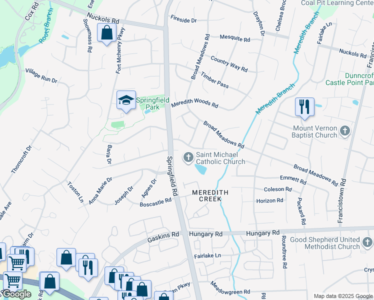 map of restaurants, bars, coffee shops, grocery stores, and more near 9617 Craigs Mill Drive in Glen Allen