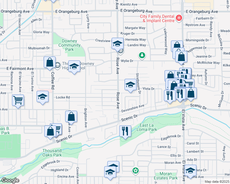 map of restaurants, bars, coffee shops, grocery stores, and more near 1708 Irene Avenue in Modesto