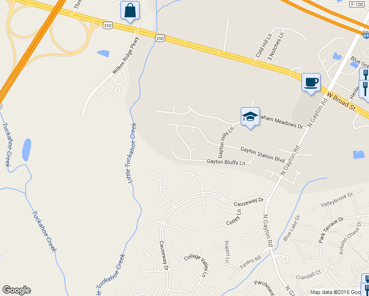 map of restaurants, bars, coffee shops, grocery stores, and more near 3413 Gayton Meadows Terrace in Henrico