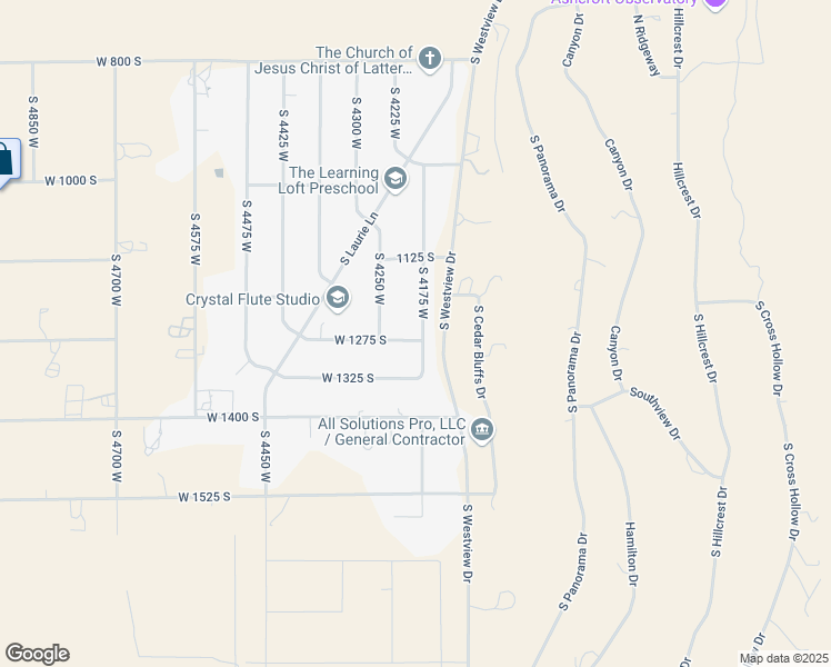 map of restaurants, bars, coffee shops, grocery stores, and more near 1262 South 4175 West in Cedar City