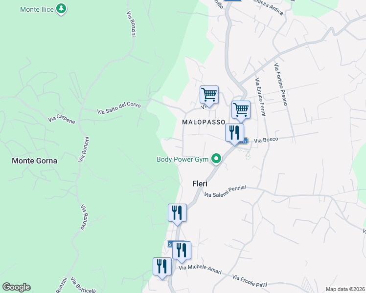 map of restaurants, bars, coffee shops, grocery stores, and more near 1 Via San Giovanello in Zafferana Etnea