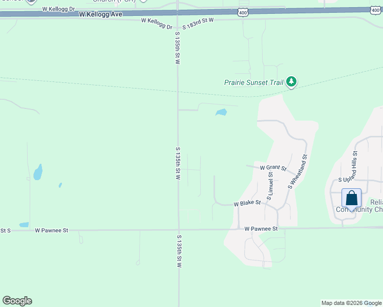 map of restaurants, bars, coffee shops, grocery stores, and more near 1810-1838 South 135th Street West in Wichita