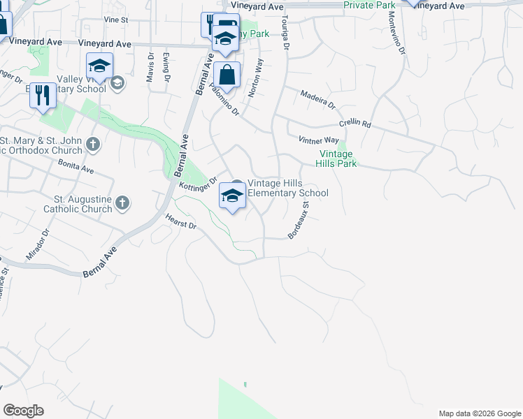 map of restaurants, bars, coffee shops, grocery stores, and more near 1230 Concord Street in Pleasanton
