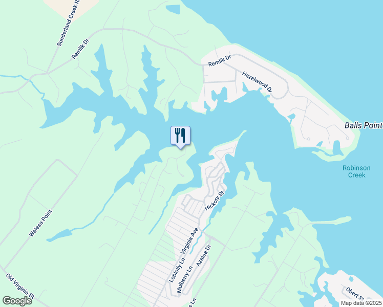 map of restaurants, bars, coffee shops, grocery stores, and more near 456 Johnsons Drive in Urbanna