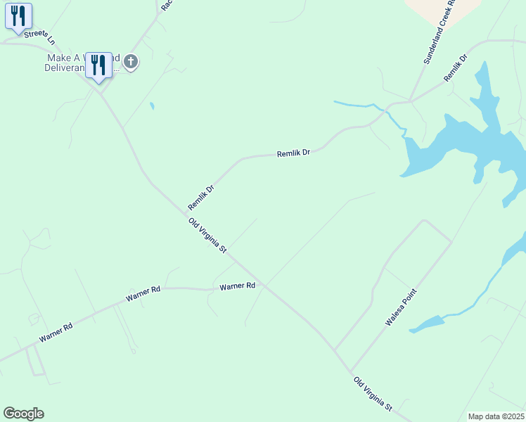 map of restaurants, bars, coffee shops, grocery stores, and more near 3453 Old Virginia Street in Urbanna