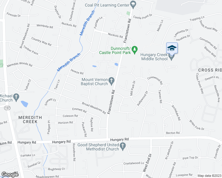 map of restaurants, bars, coffee shops, grocery stores, and more near 9104 Francis Run Court in Glen Allen