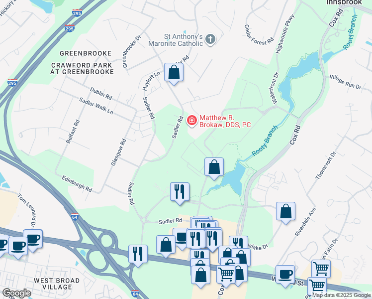 map of restaurants, bars, coffee shops, grocery stores, and more near 4359 Sadler Road in Glen Allen