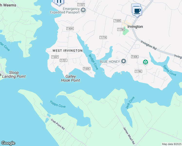 map of restaurants, bars, coffee shops, grocery stores, and more near 138 King Carter Drive in Irvington