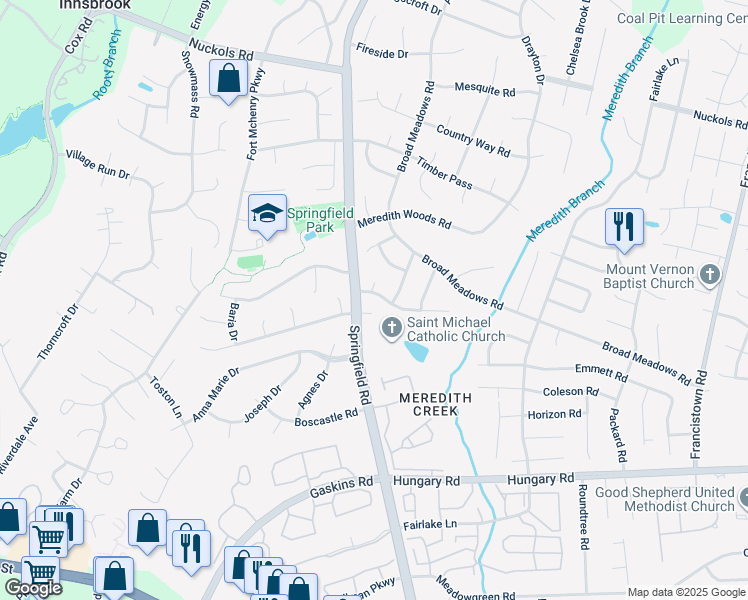 map of restaurants, bars, coffee shops, grocery stores, and more near 9629 Craigs Mill Drive in Glen Allen