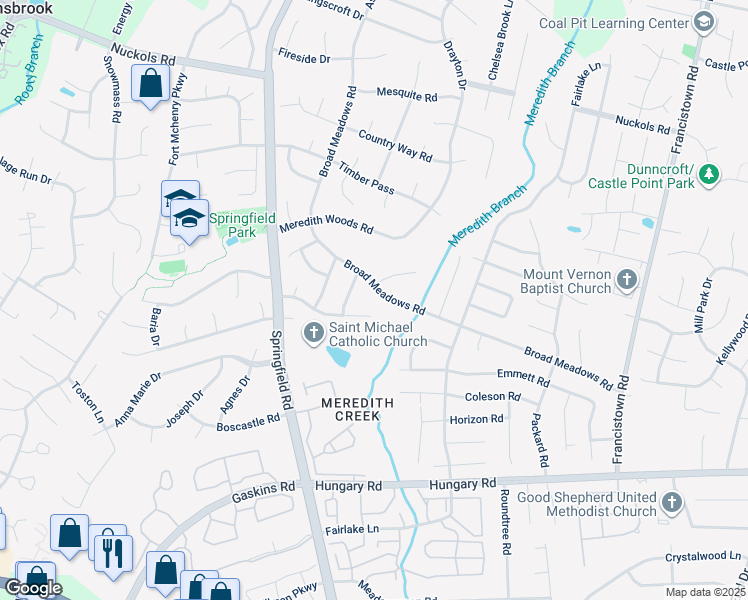 map of restaurants, bars, coffee shops, grocery stores, and more near 9421 Broad Meadows Road in Glen Allen