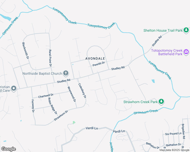 map of restaurants, bars, coffee shops, grocery stores, and more near 7529 Studley Road in Mechanicsville