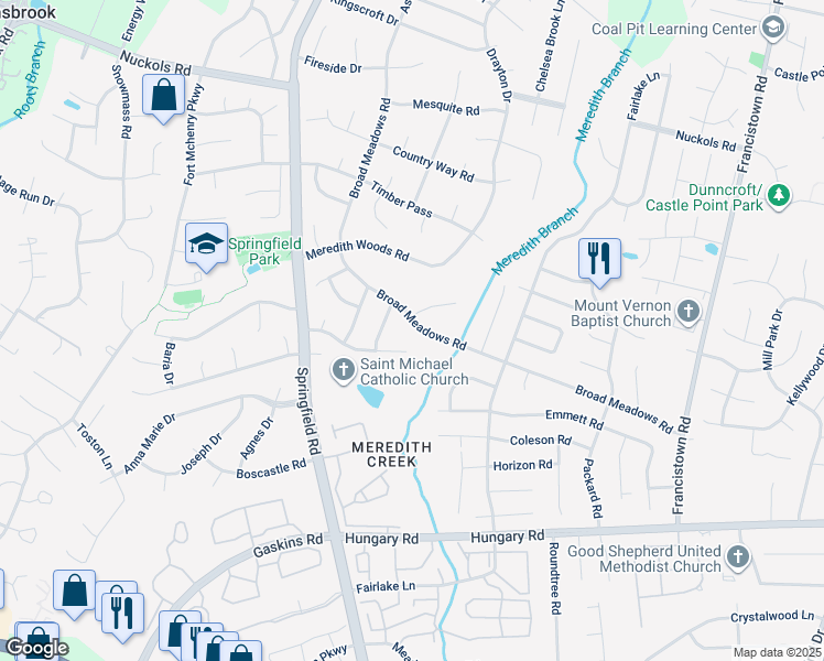 map of restaurants, bars, coffee shops, grocery stores, and more near 9421 Broad Meadows Road in Glen Allen