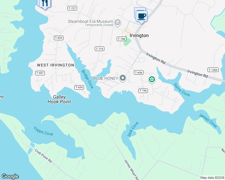 map of restaurants, bars, coffee shops, grocery stores, and more near 45-143 Lee Lane in Irvington