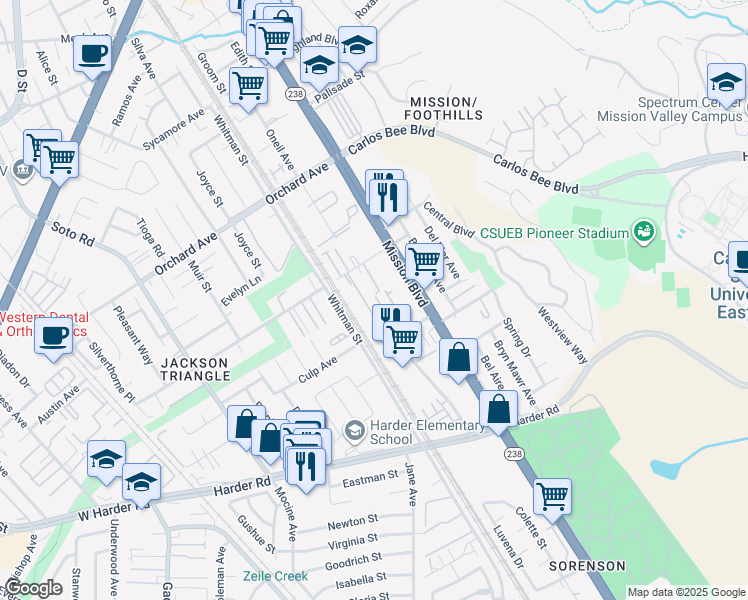 map of restaurants, bars, coffee shops, grocery stores, and more near in 