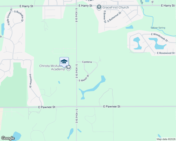 map of restaurants, bars, coffee shops, grocery stores, and more near 14504 Cambria in Wichita