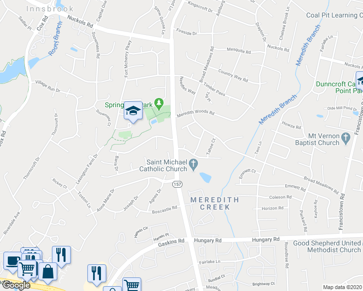 map of restaurants, bars, coffee shops, grocery stores, and more near 9632 Craigs Mill Drive in Glen Allen