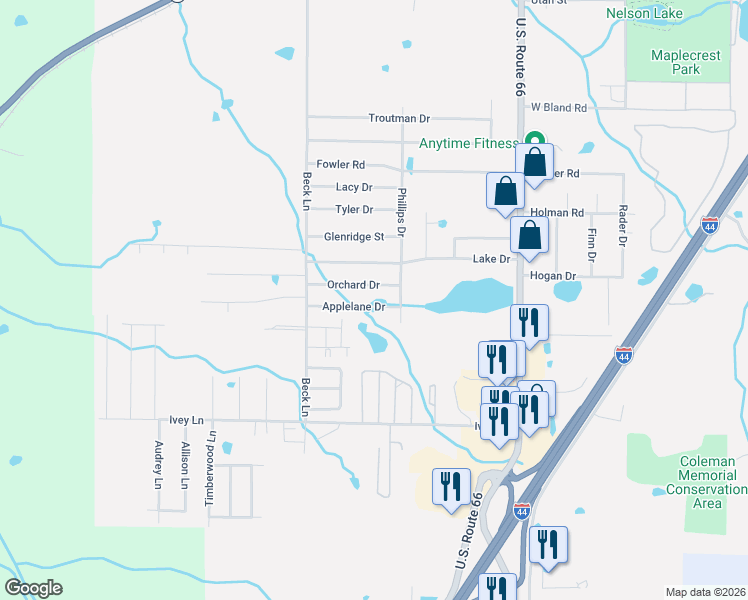 map of restaurants, bars, coffee shops, grocery stores, and more near 1200 Orchard Drive in Lebanon