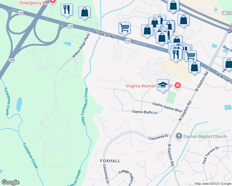 map of restaurants, bars, coffee shops, grocery stores, and more near 3436 Gayton Meadows Terrace in Richmond