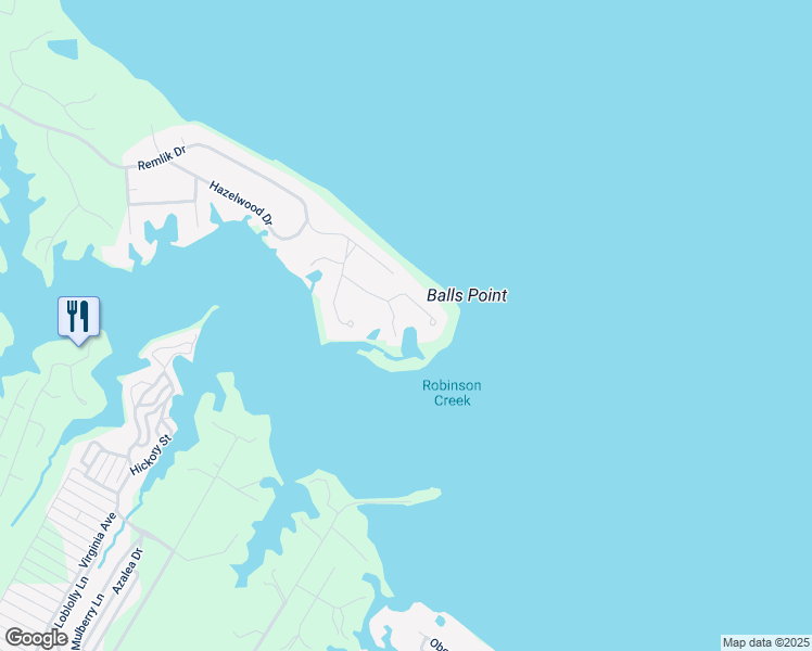 map of restaurants, bars, coffee shops, grocery stores, and more near 118 Kilmer Point Drive in Urbanna