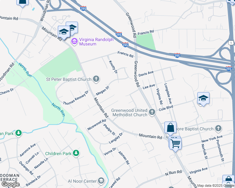 map of restaurants, bars, coffee shops, grocery stores, and more near 2101 Mountain Run Drive in Glen Allen