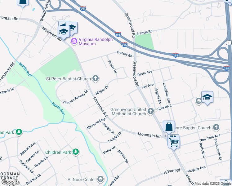 map of restaurants, bars, coffee shops, grocery stores, and more near 2101 Mountain Run Drive in Glen Allen